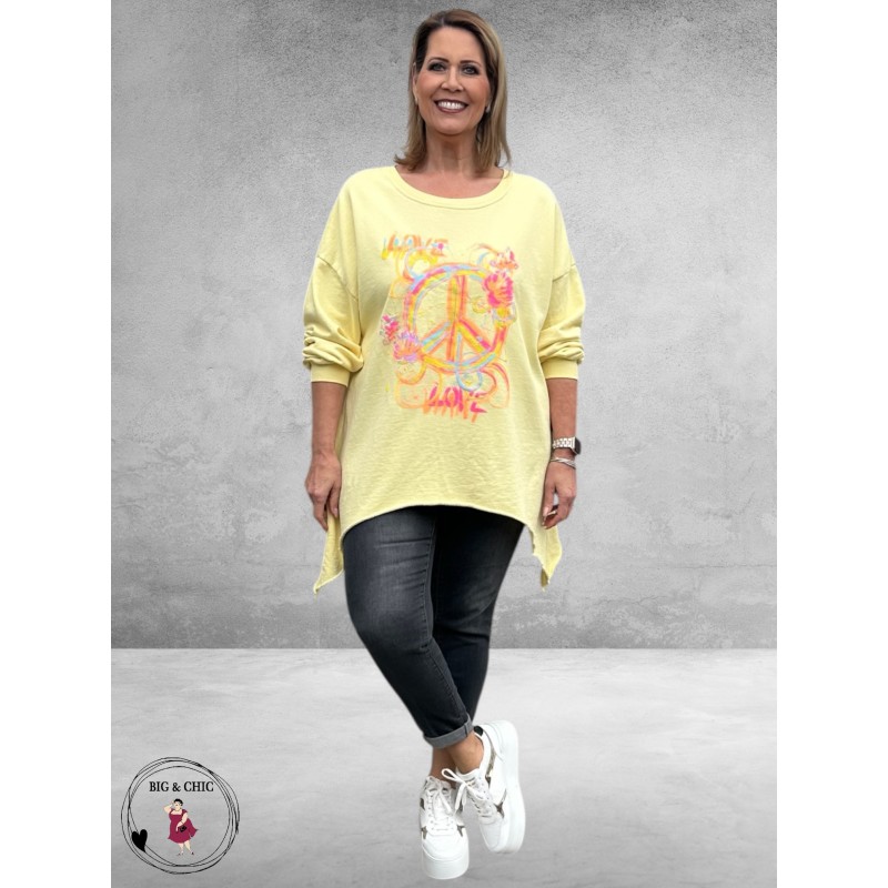 NC Sweater met Statement PEACE Geel