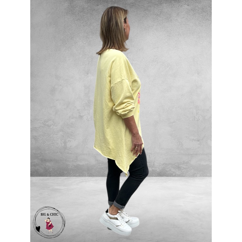 NC Sweater met Statement PEACE Geel