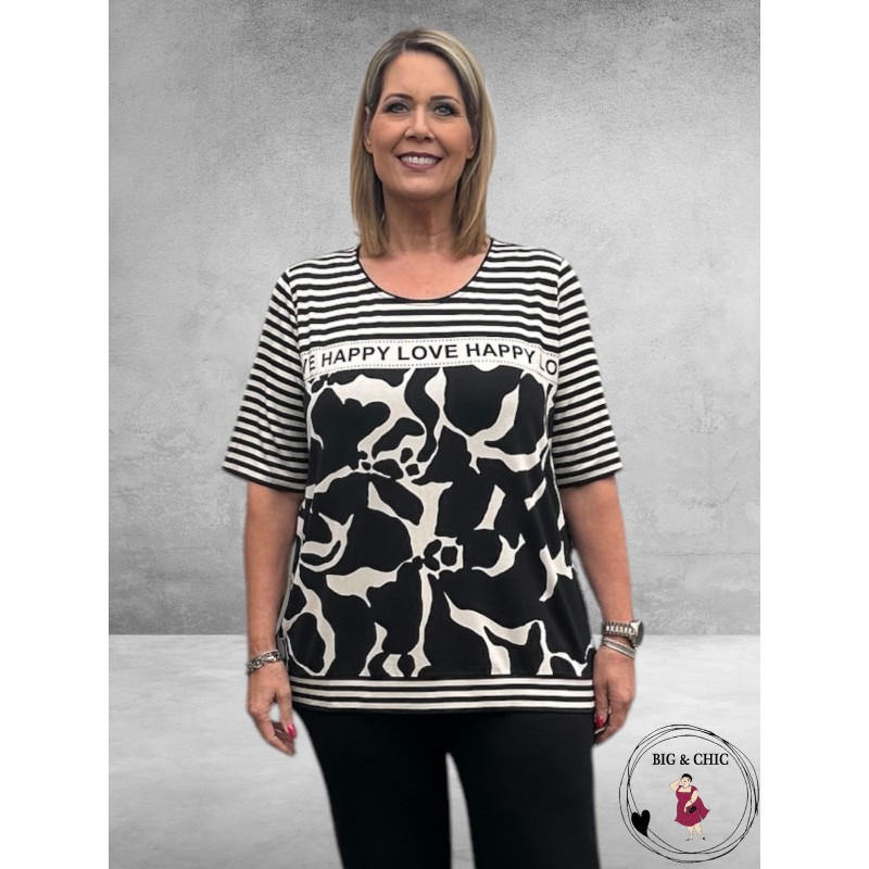 VIA APPIA DUE T-Shirt Happy Bleu Creme/Zwart