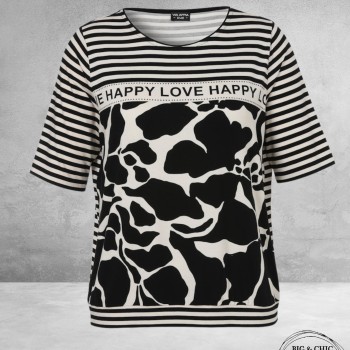 VIA APPIA DUE T-Shirt Happy Bleu Creme/Zwart