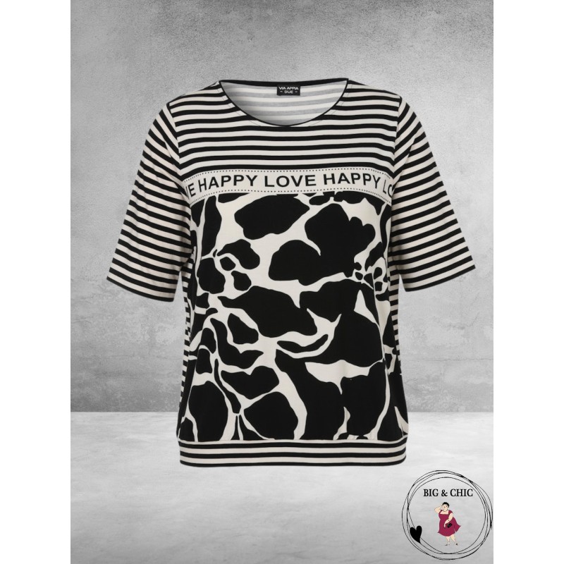 VIA APPIA DUE T-Shirt Happy Bleu Creme/Zwart