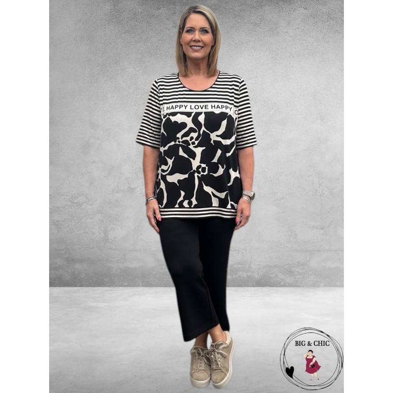 VIA APPIA DUE T-Shirt Happy Bleu Creme/Zwart