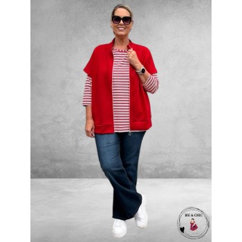 FRAPP Shirt Rood/Wit gestreept