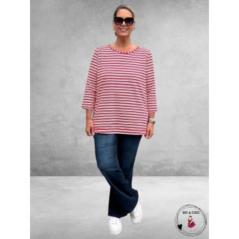 FRAPP Shirt Rood/Wit gestreept