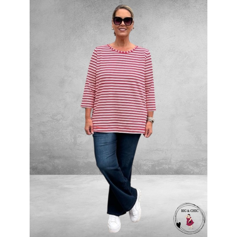 FRAPP Shirt Rood/Wit gestreept