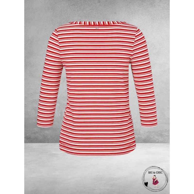 FRAPP Shirt Rood/Wit gestreept