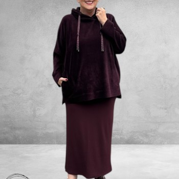 FRAPP Trui Chenille Rib Aubergine