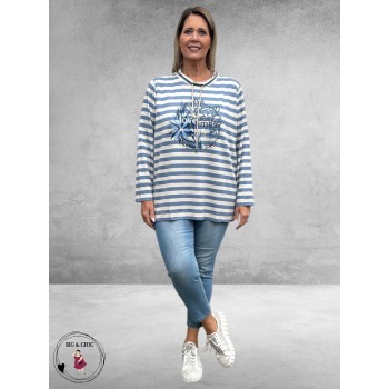 VIA APPIA DUE Shirt Strepen Dusty Blue 