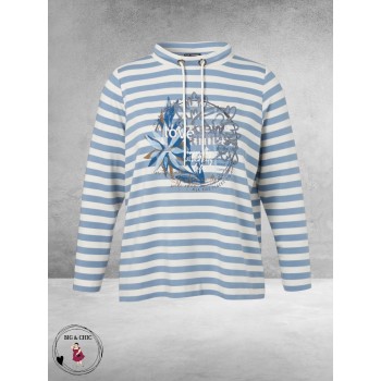 VIA APPIA DUE Shirt Strepen Dusty Blue 