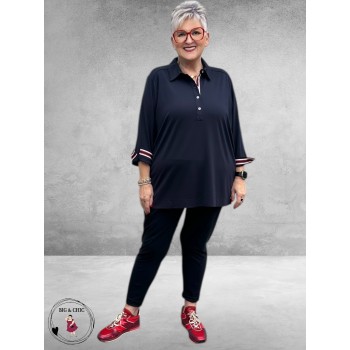 Via Appia Due Poloshirt Bloom Line Donkerblauw