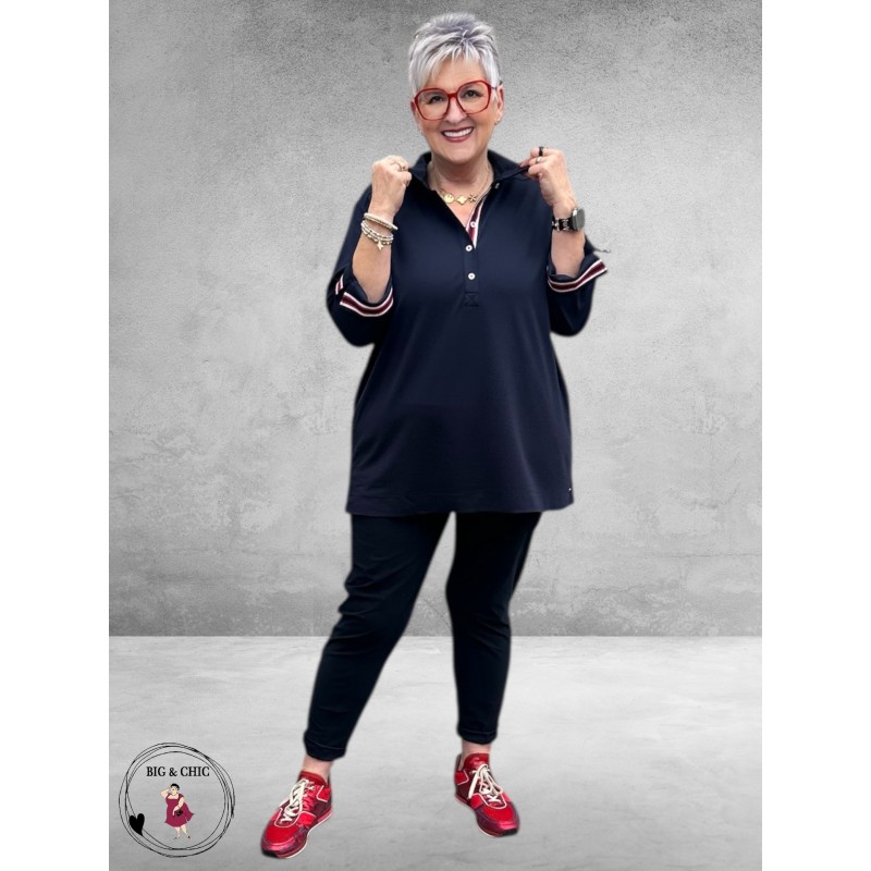 Via Appia Due Poloshirt Bloom Line Donkerblauw