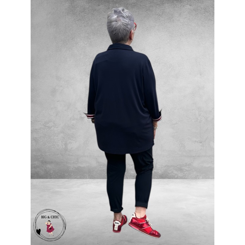 Via Appia Due Poloshirt Bloom Line Donkerblauw