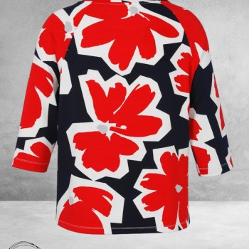 Via Appia Due Shirt Bloom Line Donkerblauw/Rood/Wit