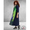 FRENZI Jurk Lang A-Lijn Blauw-Lime-Multi