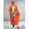 Zomer Kaftan Jurk Oranje Multi