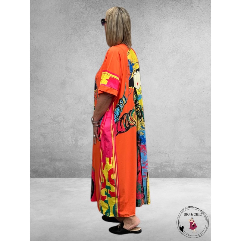Zomer Kaftan Jurk Oranje Multi