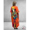 Zomer Kaftan Jurk Oranje Multi