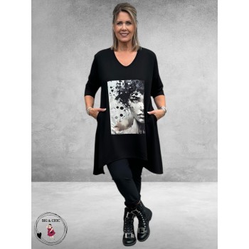 FRENZI Tuniek Zwart/Beige 