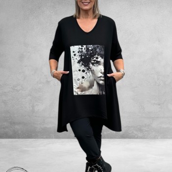 FRENZI Tuniek Zwart/Beige 