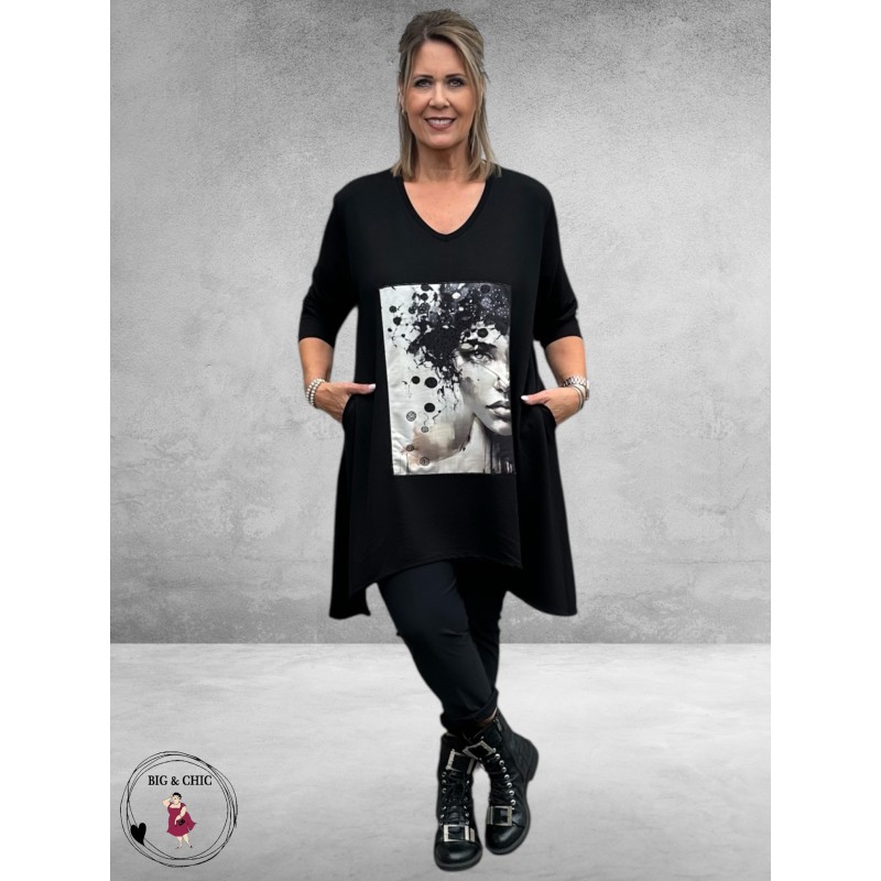 FRENZI Tuniek Zwart/Beige 