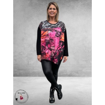 FRENZI Shirt Pink/Orange Strass