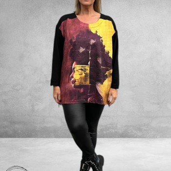 FRENZI Shirt Geel/Paars Strass