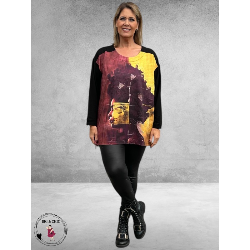 FRENZI Shirt Geel/Paars Strass