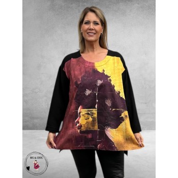 FRENZI Shirt Geel/Paars Strass