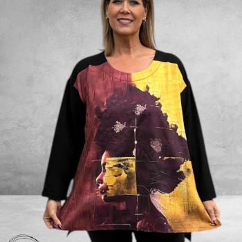 FRENZI Shirt Geel/Paars Strass