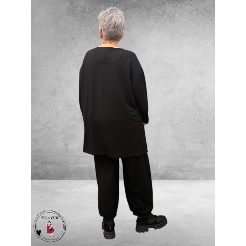 FRENZI Shirt Zwart Bloemapplicatie