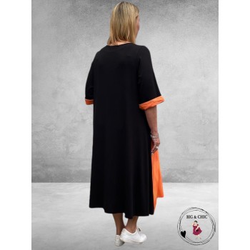 FRENZI Jurk Zwart/Oranje