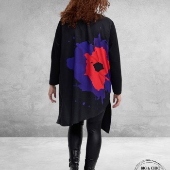 FRENZI Tuniek Zwart Paarse Bloem