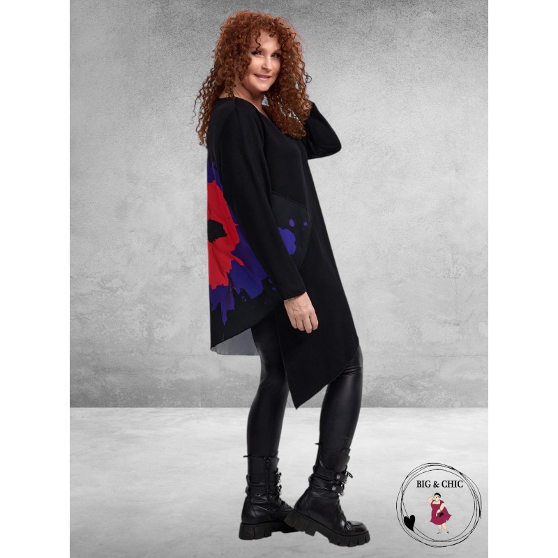 FRENZI Tuniek Zwart Paarse Bloem