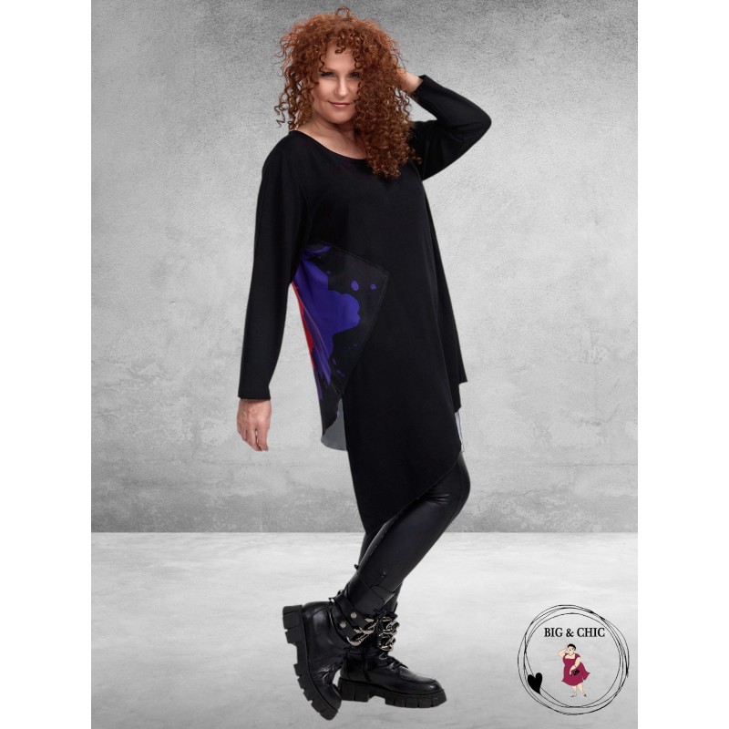 FRENZI Tuniek Zwart Paarse Bloem