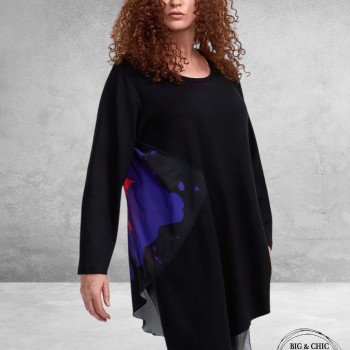 FRENZI Tuniek Zwart Paarse Bloem