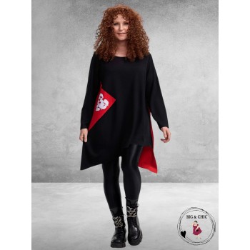 FRENZI TUNIEK Zwart/ROOD Konijntjes