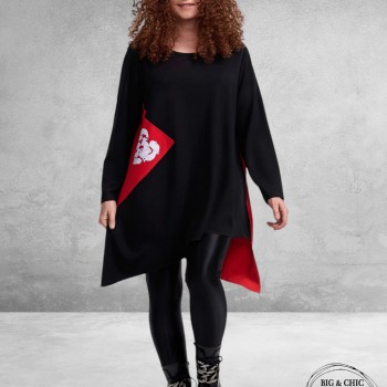 FRENZI TUNIEK Zwart/ROOD Konijntjes