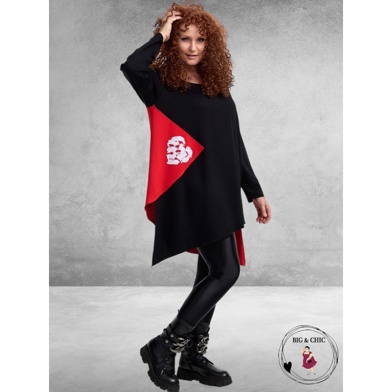 FRENZI TUNIEK Zwart/ROOD Konijntjes