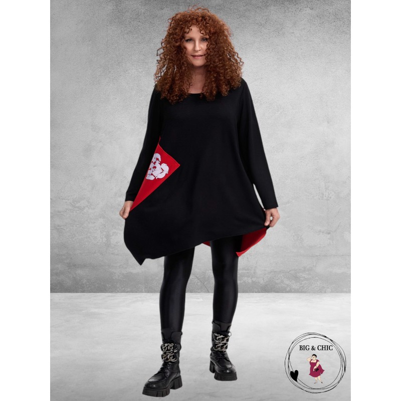 FRENZI TUNIEK Zwart/ROOD Konijntjes