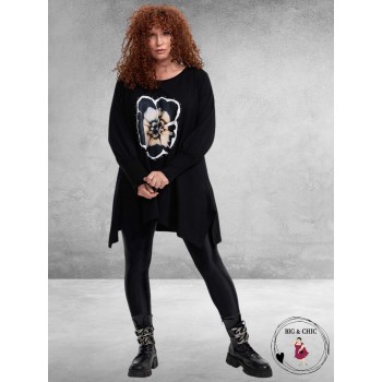 FRENZI Shirt/Tuniek Zwart Bloem