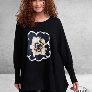 FRENZI Shirt/Tuniek Zwart Bloem