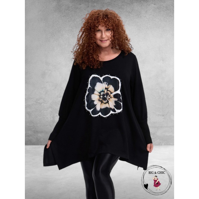 FRENZI Shirt/Tuniek Zwart Bloem