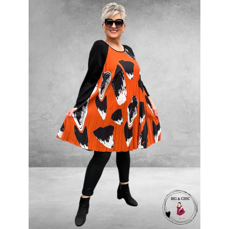 FRENZI Tuniek Plissé Zwart-Brique