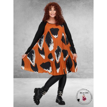 FRENZI Tuniek Plissé Zwart-Brique