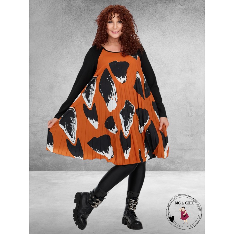 FRENZI Tuniek Plissé Zwart-Brique