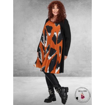 FRENZI Tuniek Plissé Zwart-Brique