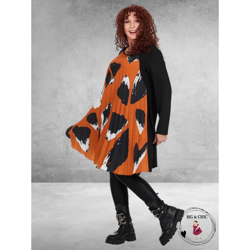 FRENZI Tuniek Plissé Zwart-Brique