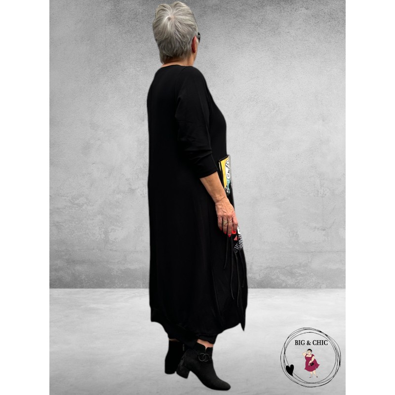 FRENZI Jurk Lang Zwart  Applicatie Women's