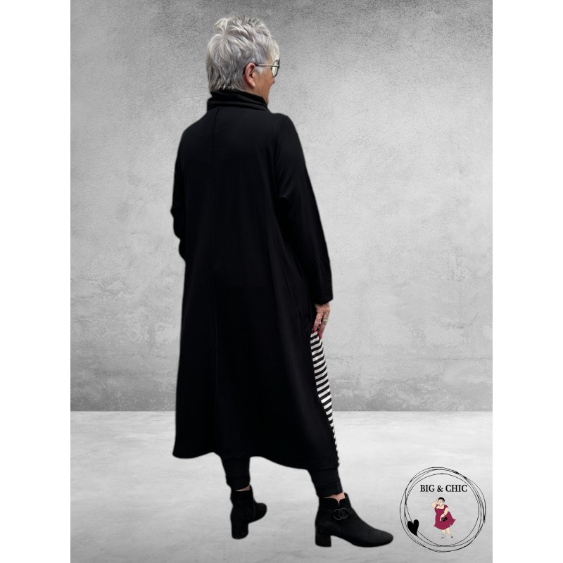 FRENZI Jurk Lang Zwart  Applicatie Spiral