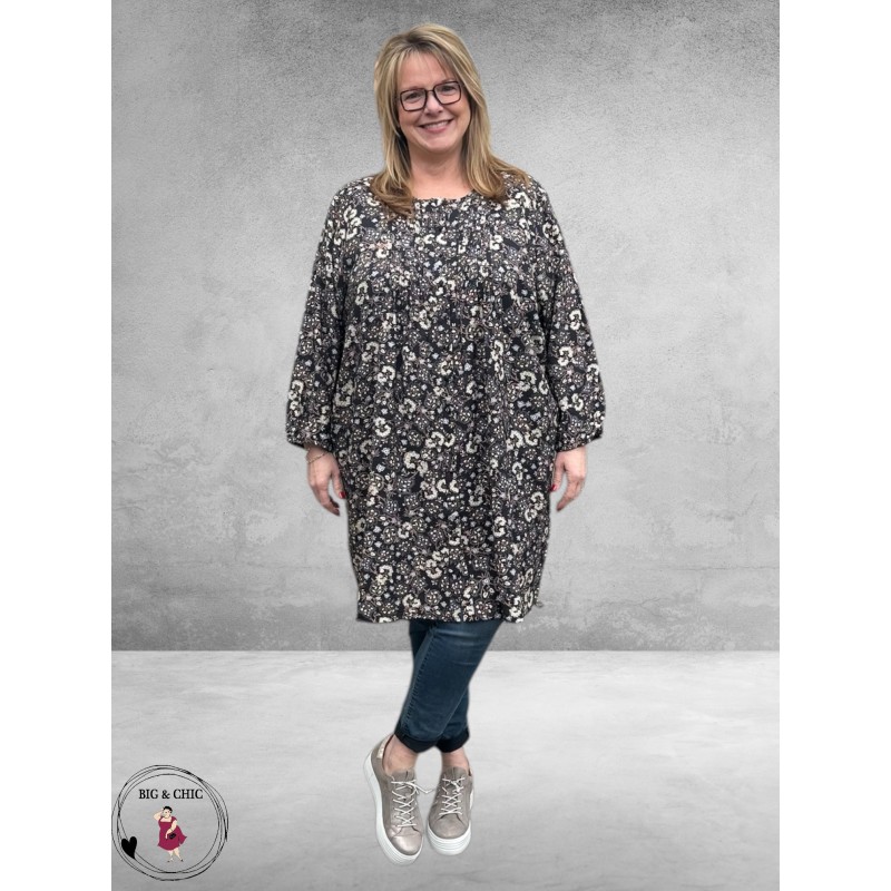 GOZZIP Shirt Tuniek Johanne Black Flowers